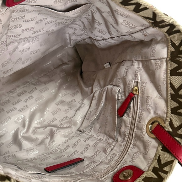 Authentic Michael Kors Signature Tan Pink Tote Bag! - Picture 10 of 14